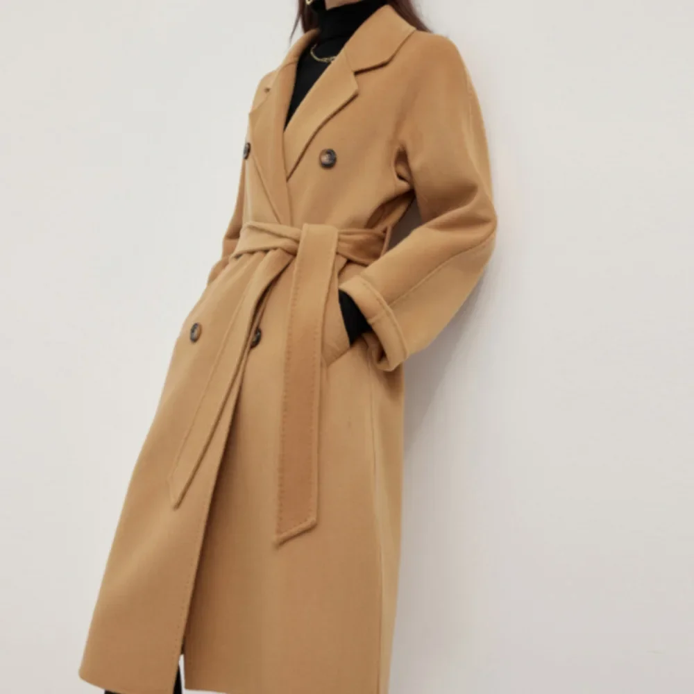 Double-sided coat women's long-haired medium and long 2024 autumn and winter new high-end wool woolen coat