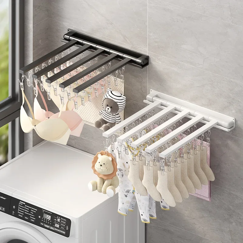 

Folding Clothes Hanger Multi-Function Cloth Drying Racks Rotating Wall Mounted Storage Hangers Closet Storage Organization