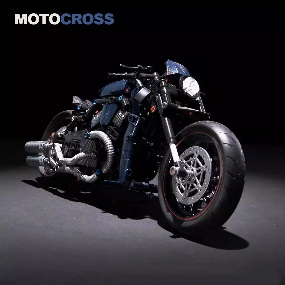 ตัวต่อรถมอเตอร์ไซค์ไนท์เรเซอร์ 623 ชิ้น ชุดตัวต่อ MOC แบบ 1:8 ของขวัญคริสต์มาสสำหรับเด็กผู้ชาย เด็กๆ ของเล่น