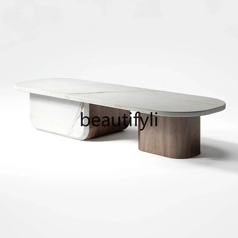 

Rectangle marble coffee table Italian minimalist large living room home designer Nordic