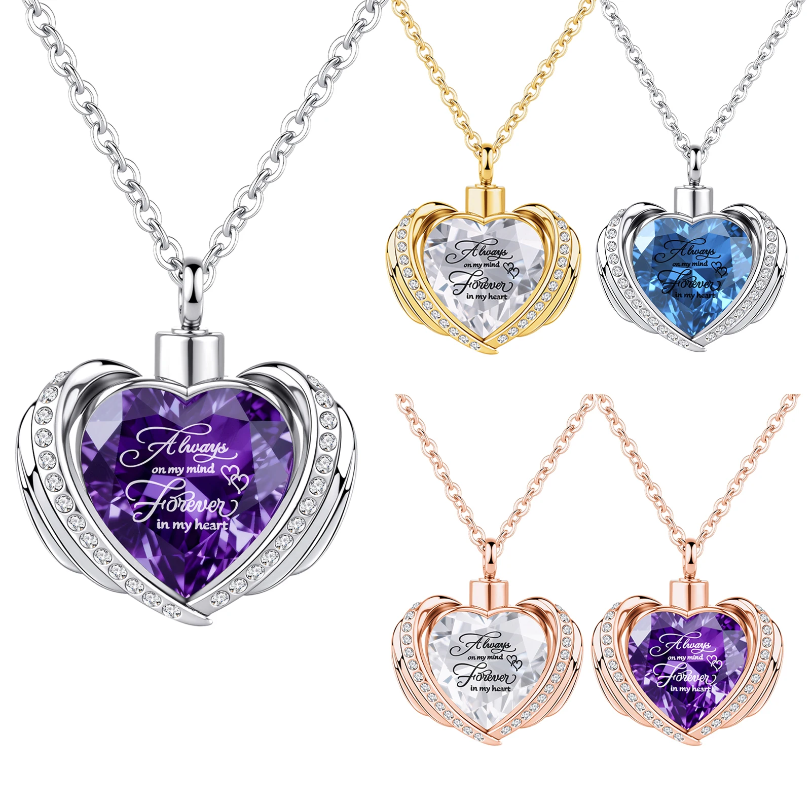 

Heart Love Cremation Urn Necklaces for Women Jewelry with Funnel Tools, Forever in My Heart Memorial Family Pets Ashes Holder