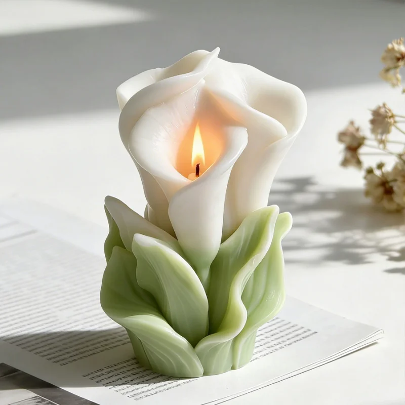 New DIY Floral Calla Lily Form Silicone Mold Handmade Aroma Candle Plaster Casting Molds Arum Lily Decoration Craft Making Mould