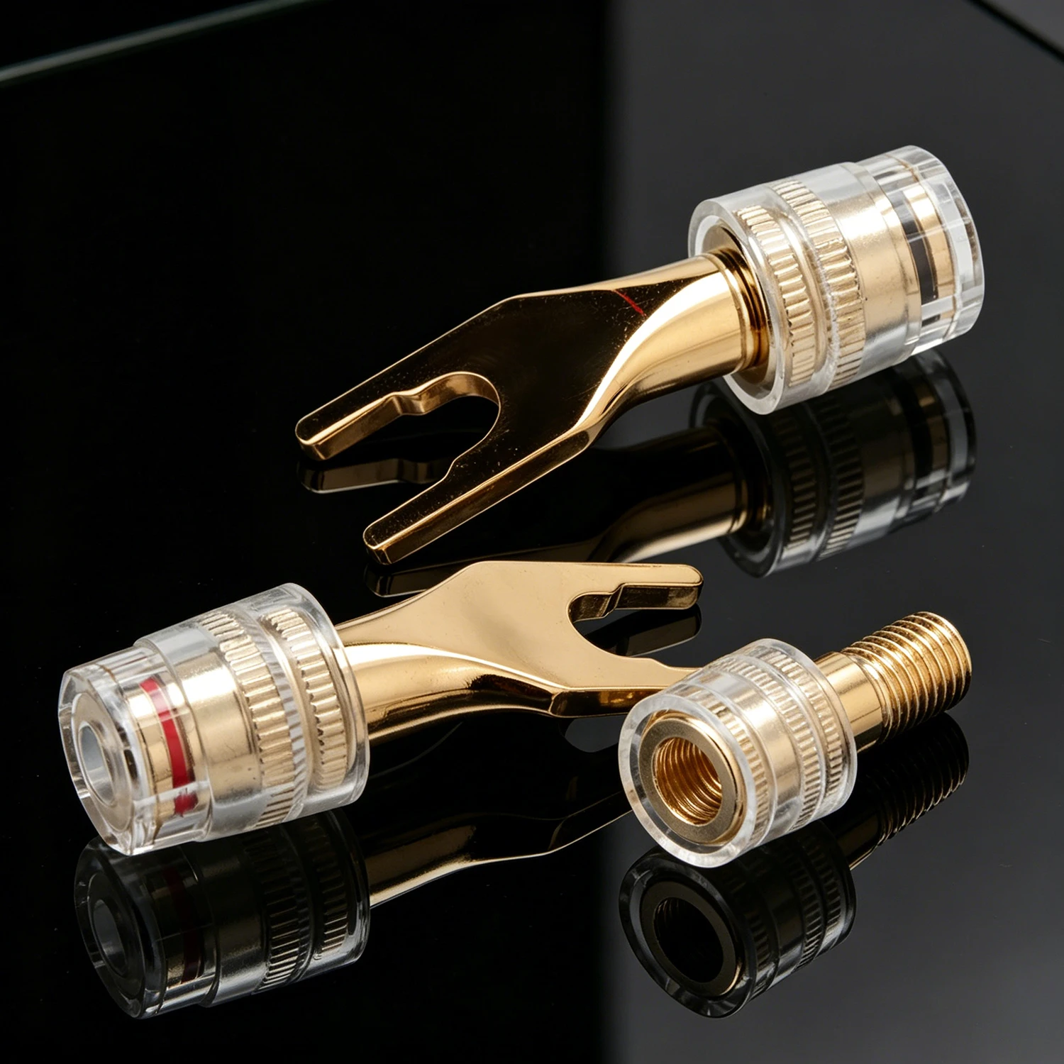 

Banana Speaker Cable Convert to Y Shaped Connector Adapter Handma Diy Terminal 4mm Banana Female Gold Plated 24K Audio