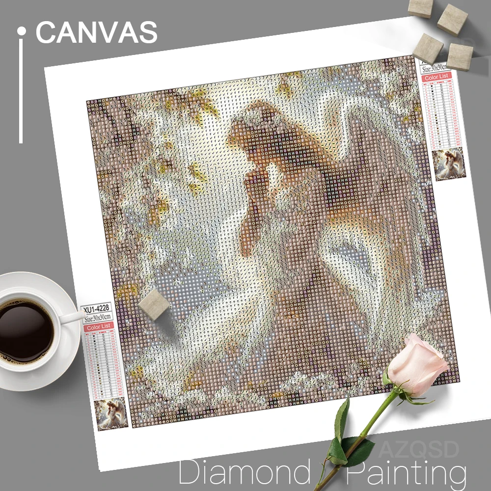 AZQSD 5d Diamond Painting Girl Angel Mosaic Cross Stitch Kits Picture of Rhinestones Portrait Embroidery Woman Figure Handmade