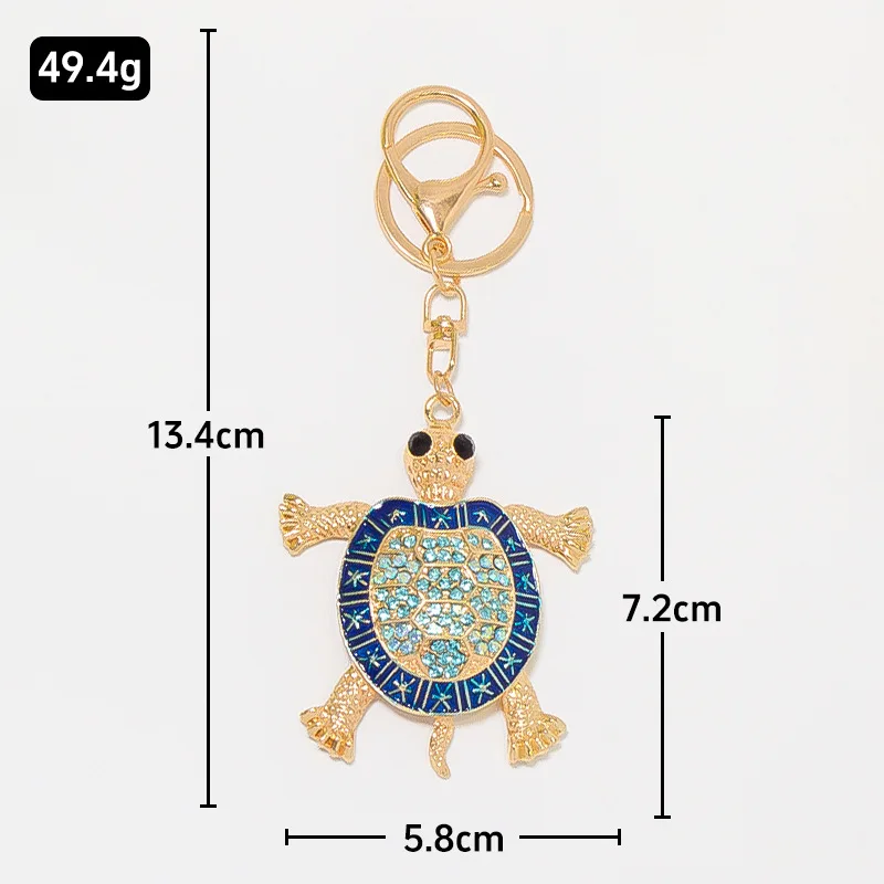 Wholesale 50pcs Turtle Keychain Sparkling Crystal Sea Animal Key Ring Fashion Car Bag Pendant Charm for Women Men Gif