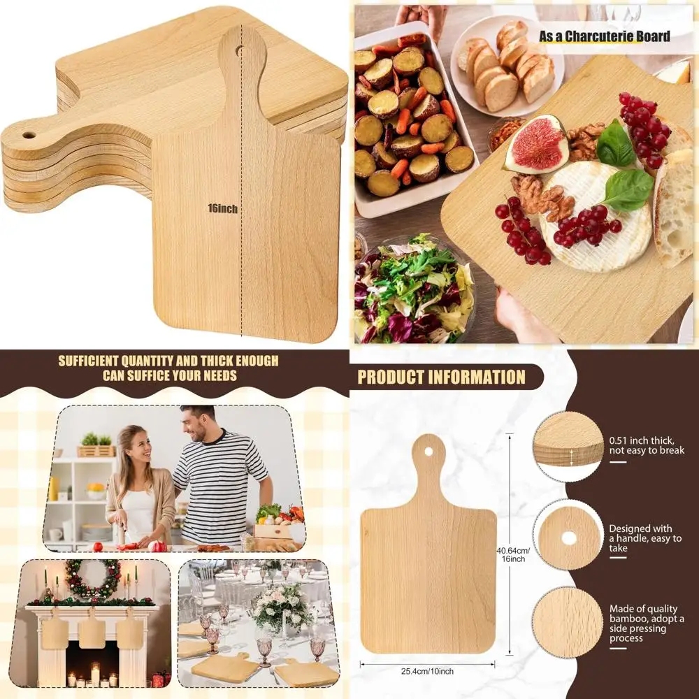 

Набор из 6 толстых деревянных досок для разделения, сервировки, мясных изделий и лазерной гравировки, идеально подходит для подарков ко Дню матери