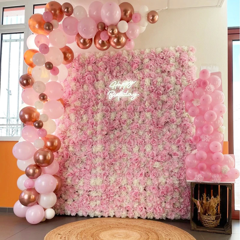 Pink Silk Rose Flower Wall Artificial Flower for Wedding Decoration Flower Wall BabyShow Wedding Christmas Home Backdrop Decor