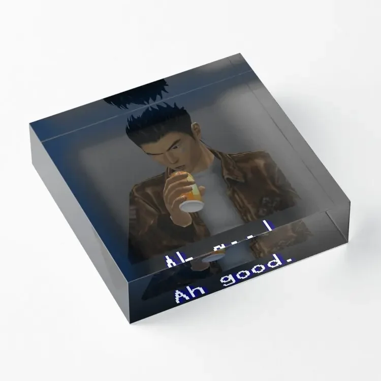 Shenmue Ryo Drinking Ah Good  Acrylic Block Pad Photos Funny Family Print Decor Decoration Cute Board  Fashionable Home Clear