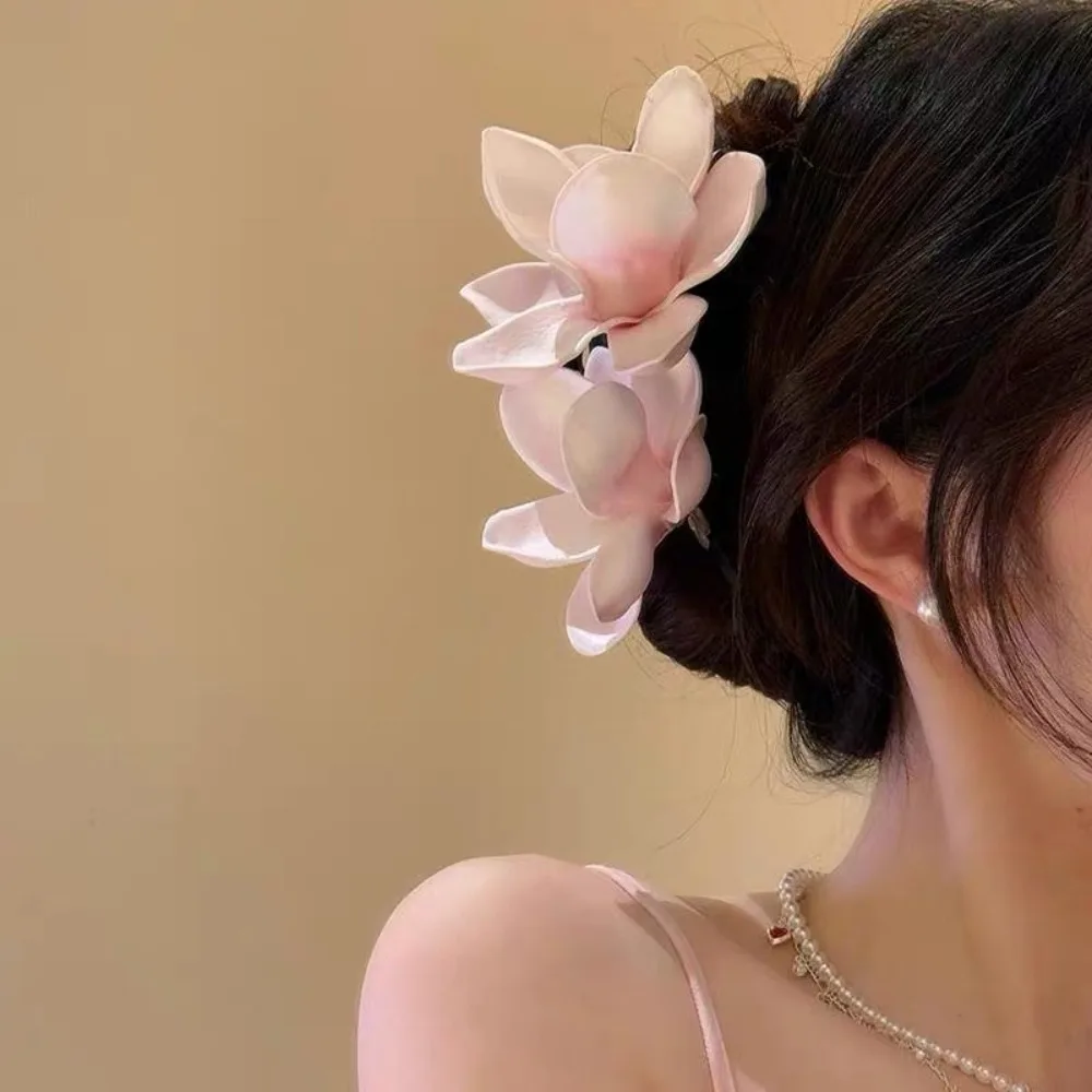 Big Orchid Hair Claw Women's Wedding Hair Clip Fashion Girls Ponytail Shark Clip Headwear