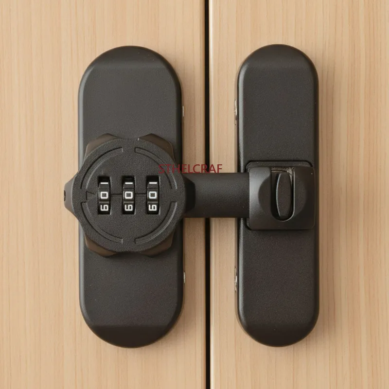 1PC Three-digit Password Security Lock 90/180 Degree Dual-purpose Door Latch Zinc Alloy Door Window Buckle Kitchen Cabinet Lock