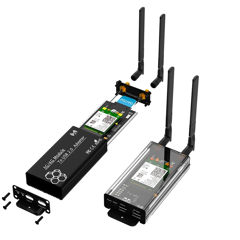 NGFF M.2 3G/4G Module to USB 2.0 Wifi Adapter + Type C to USB Cable SIM Card Slot 5V Auxiliary Power Support 30*42 M2 B Key Card