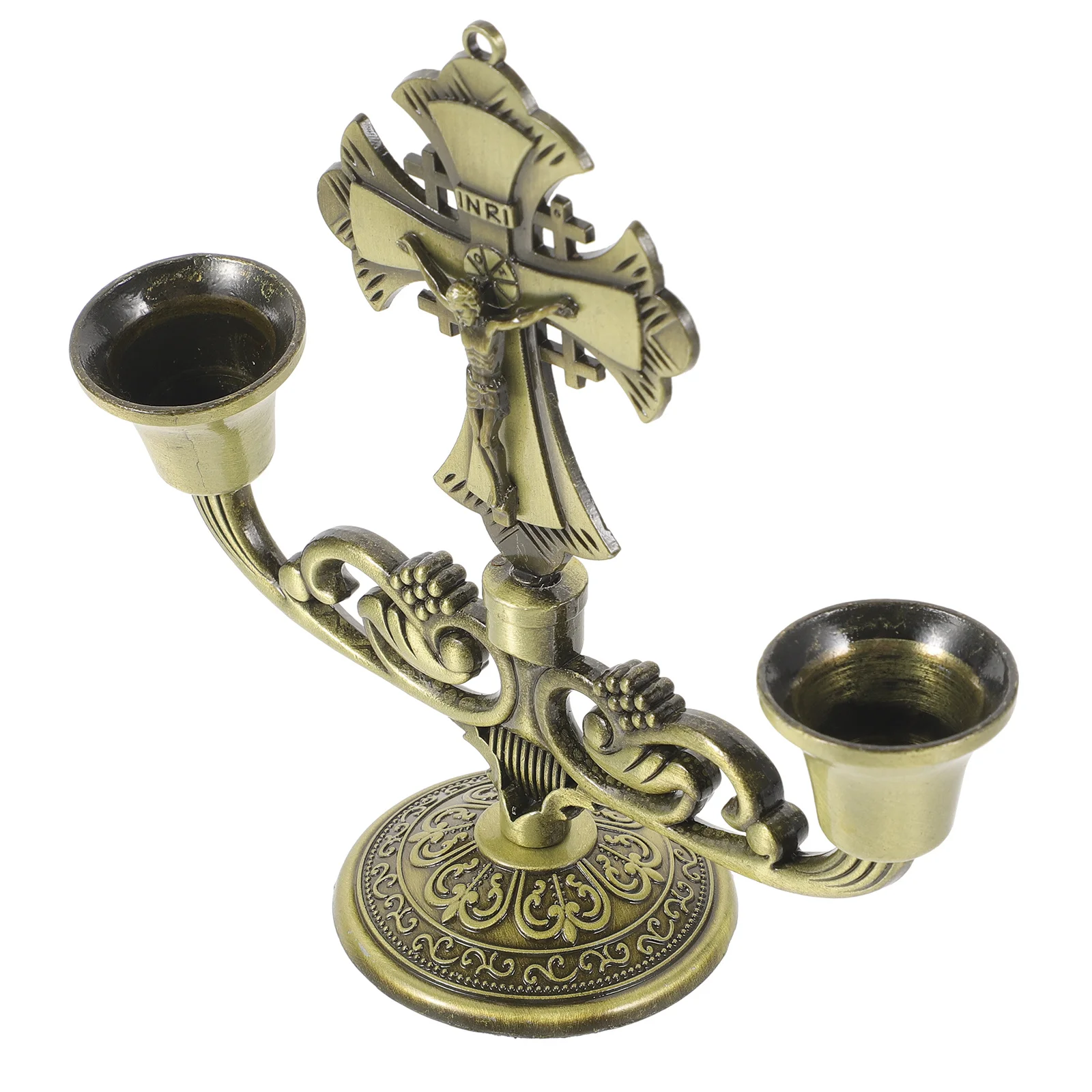 Double Head Zinc Alloy Holder Candlestick for Home Decoration Table Desktop Ornament Holder