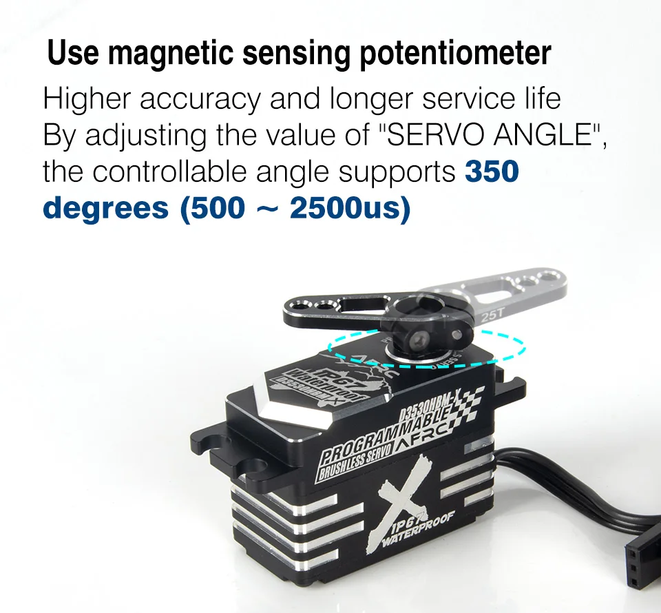 D3530HBM-X Programmierbares bürstenloses Servo für RC-Autos, Boote, Flugzeuge - HV wasserdichtes IP67 Low-Profile Pro-Servo – Detail 5