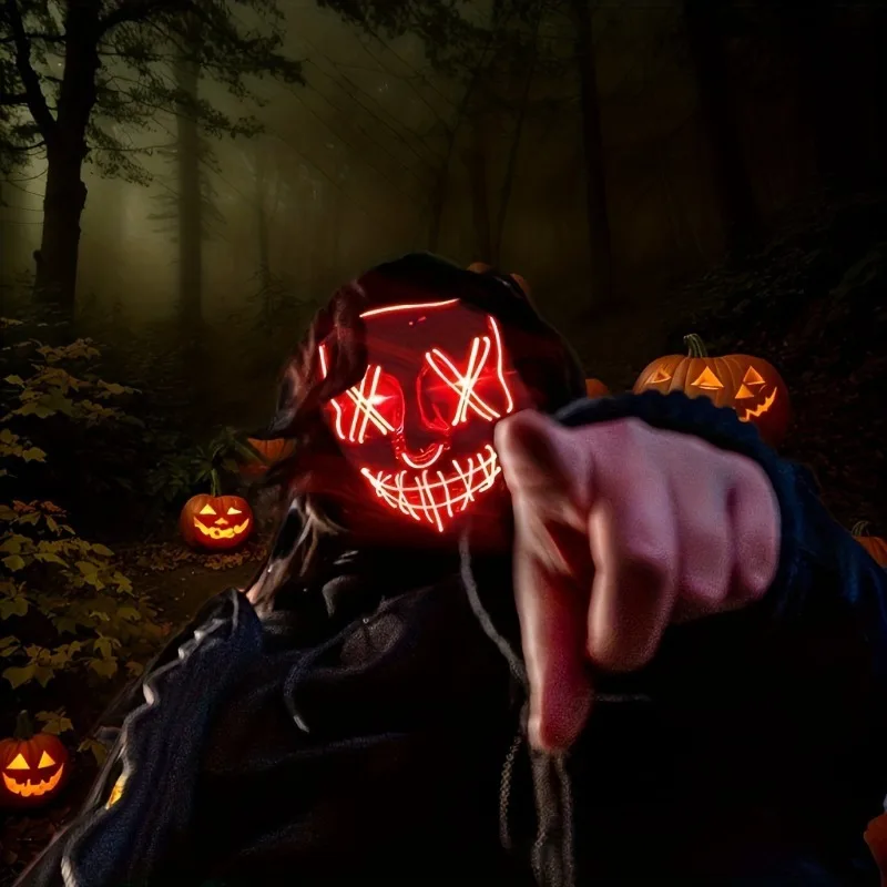 สายไฟ LED Light Up V Face หน้ากากสยองขวัญน่ากลัวคอสเพลย์เครื่องแต่งกาย Prop สําหรับปาร์ตี้ฮาโลวีน Masquerade แต่งตัวตกแต่ง
