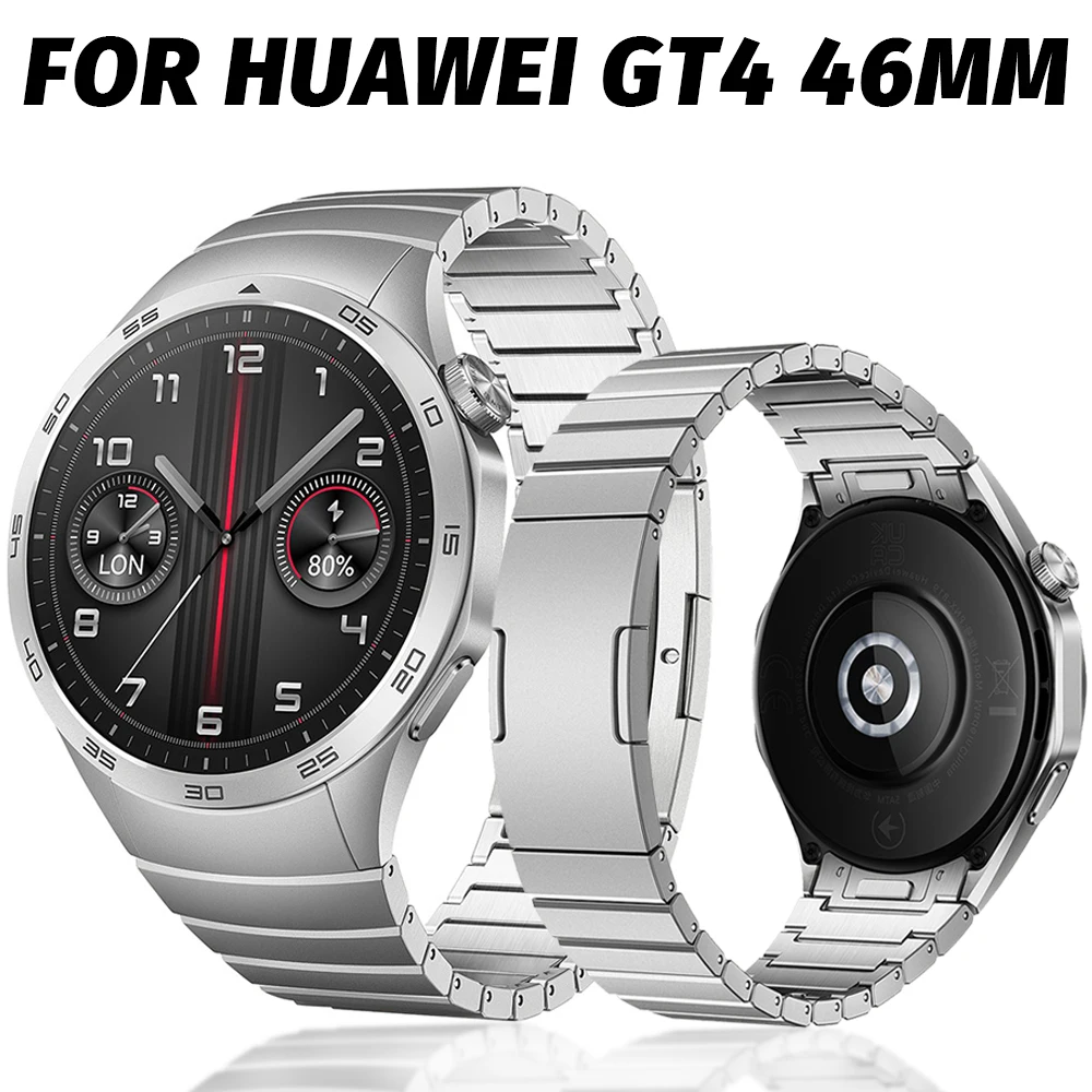 حزام نهاية منحني بدون ثغرات لساعة هواوي ، سوار فخم من الفولاذ المقاوم للصدأ ، سوار سريع التحرير ، مقاس ، GT4 ، 46 ، 22