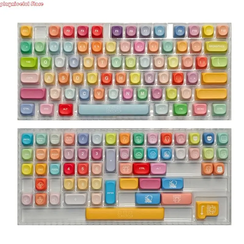 

E8BA 132Key Dyes Sublimated PBT Colorful Keycap Set For MX Mechanical Keyboards MOA Profile AntiShine