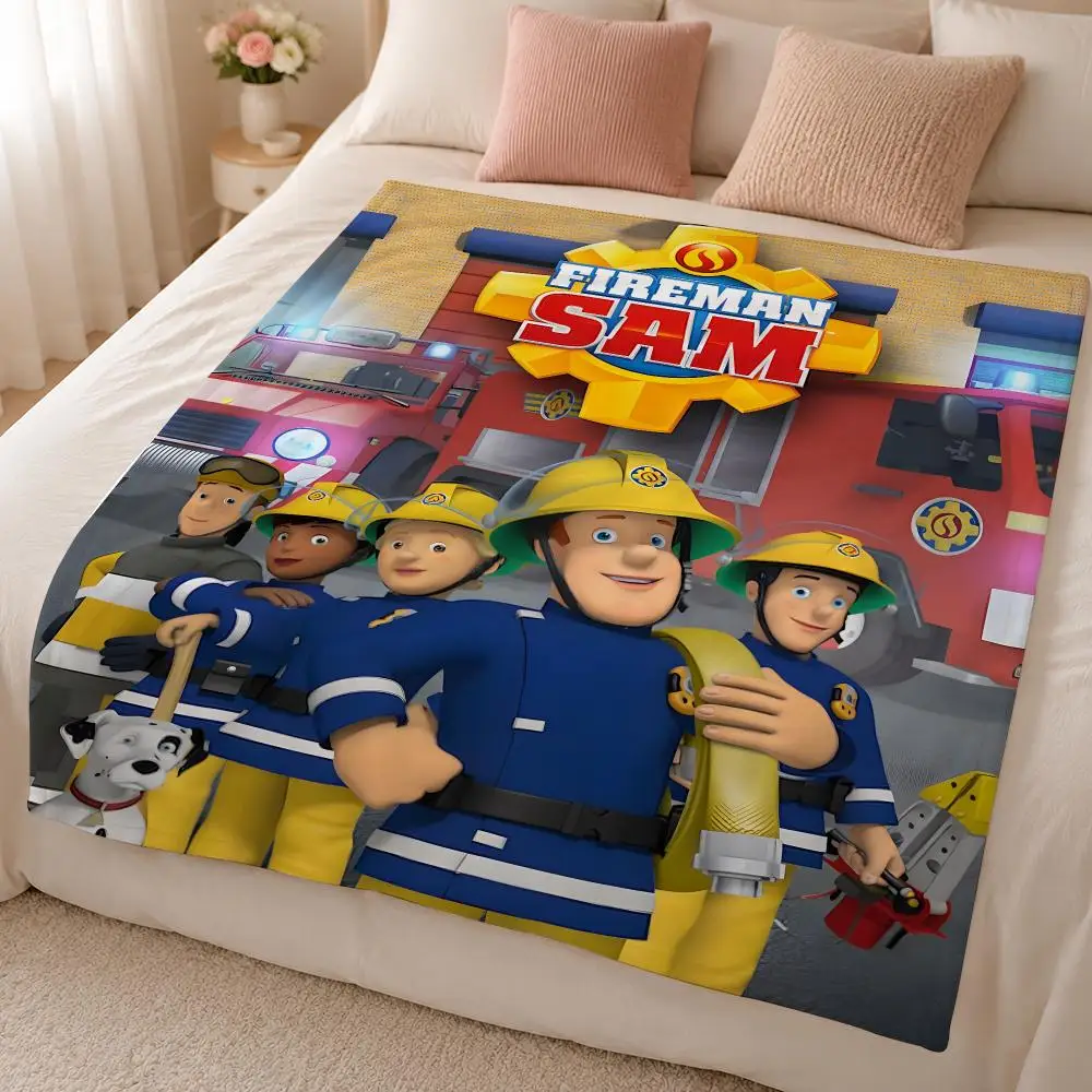 Cartoon F-Fireman Sam Childrens Rescue Animation Throw 320g Soft Flannel Fleece Throw Blanket Cover Sofa Bed Dorm Nap Gift