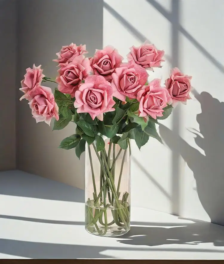 Single Stem Real Touch Artificial Silk Rose Wedding Party Home Decoration Gift F1360