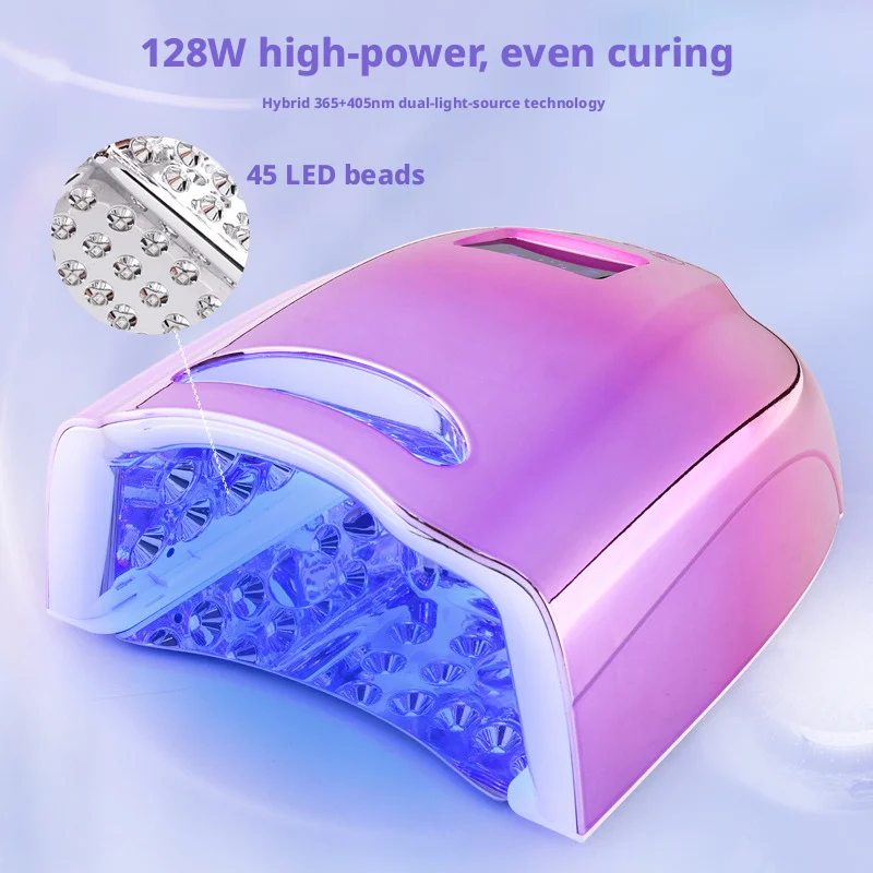 SHINEKNOT UV Nail Lamp 365NM+405NM Rechargeable 128W High Power Smart Motion Sensor Nail Salons LED Dual-Light Source UV Lamp