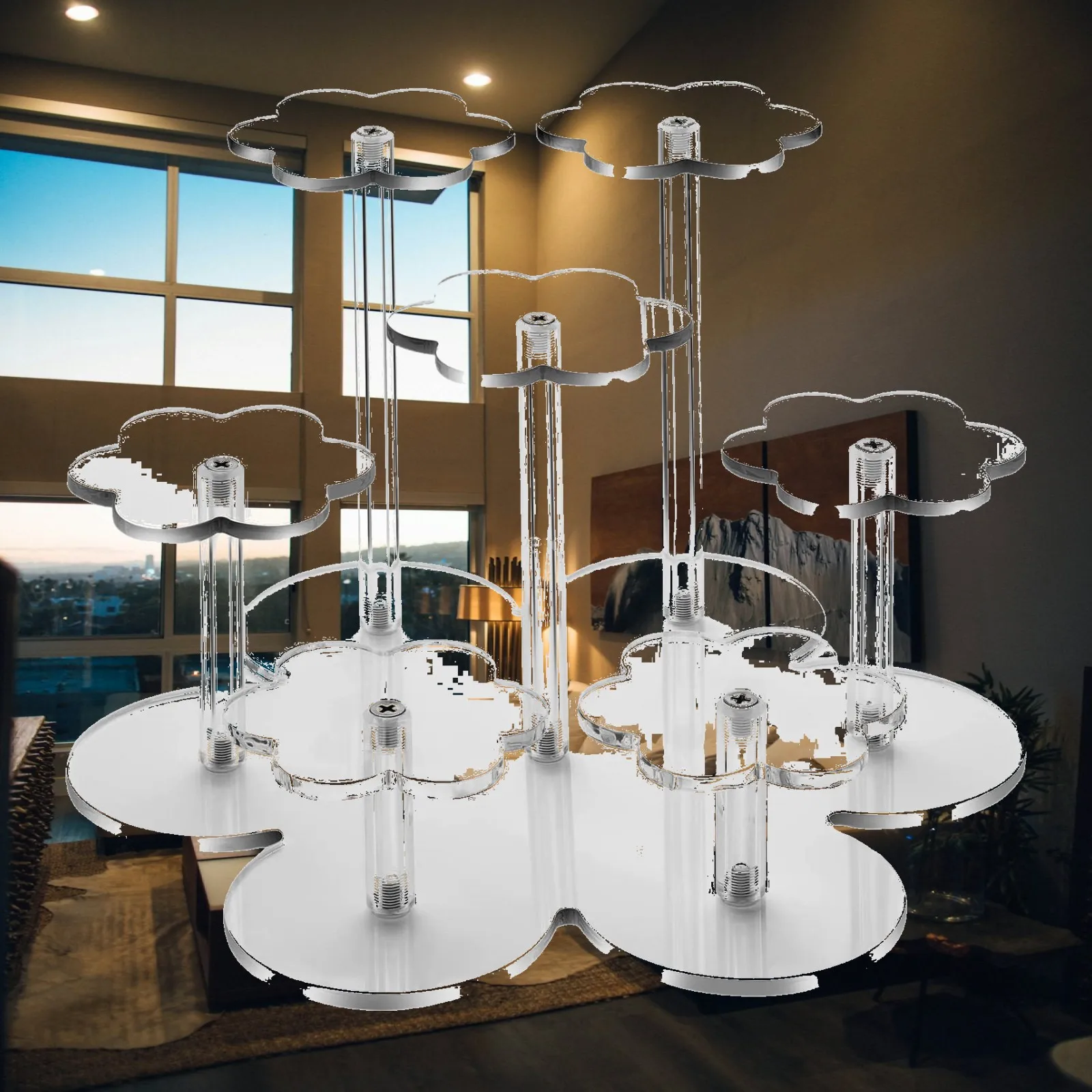 Acrylic Riser Display Stand 7 Tier Clear Shelf for Jewelry Watch Ring Bracelet Cupcake Dessert Figurine Box Showcase