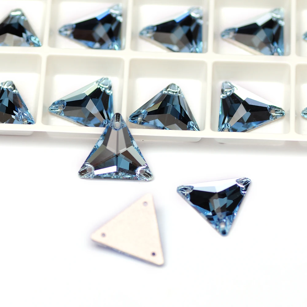 

Shiny Aquamarine Triangle Sew on Rhinestone Sewing Stones Strass Crystal Beads for Needlework Dress Decoration