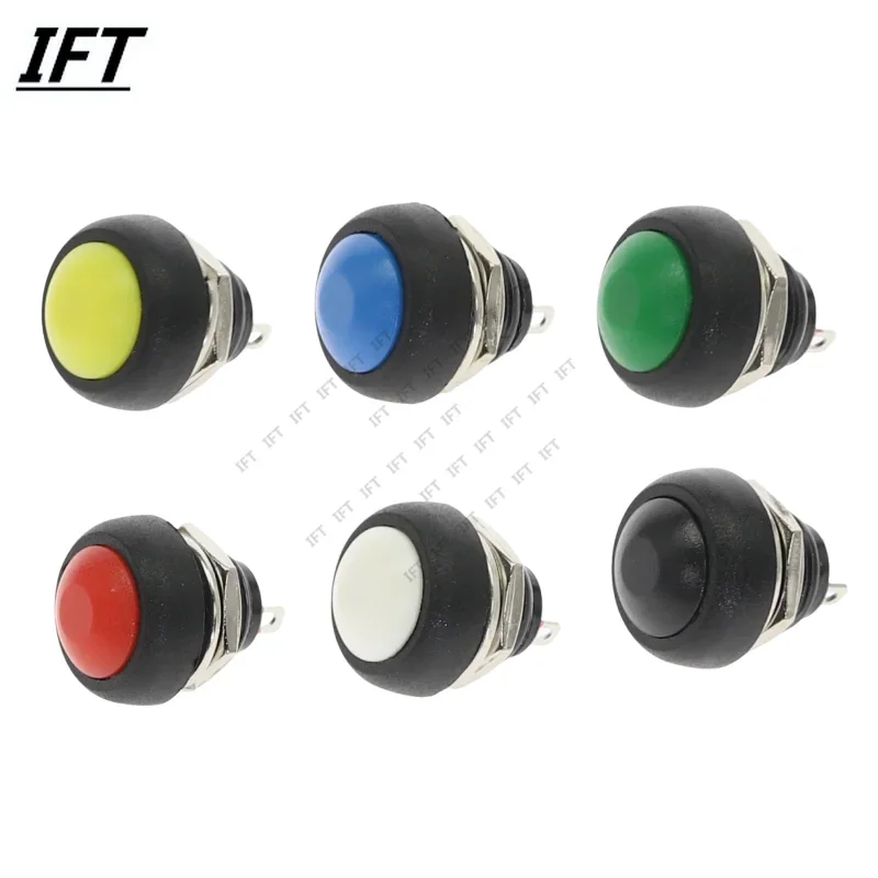 

6Pcs 12mm OFF-(ON) Waterproof Momentary/Self-reset Push Button Switch SPDT Power Start Button Switch 3A/125V 6Color