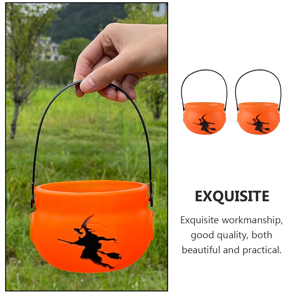 

2 Pcs Gift Pumpkin Bucket Candy Jar Child Decoration Plastic Halloween Bag Cosplay Prop