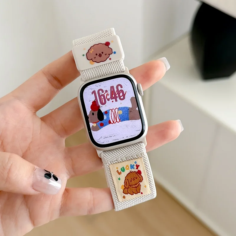 Bracelet magnétique chien mignon coréen pour bracelet de montre Ultra 42mm 46mm 49mm 41 45 42 40 44 Correa bande élastique d'été pour iwatch 10 9 8