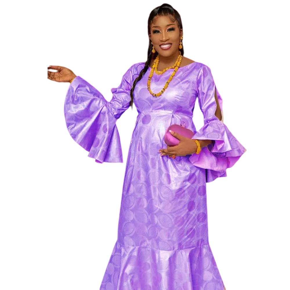 

African Bazan dress print design, classic elegant evening gown for celebratory parties, ladies' robes