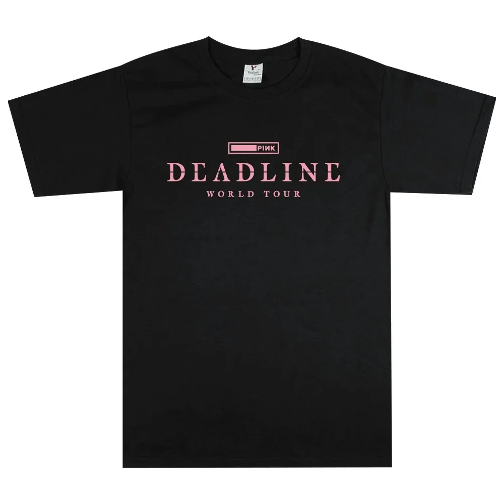 BLACK and PINK WORLD TOUR DEADLINE T-shirt Summer Short Sleeve Male Tshirts Unisex Streetwear Korean Band Fashion T Shirt Women