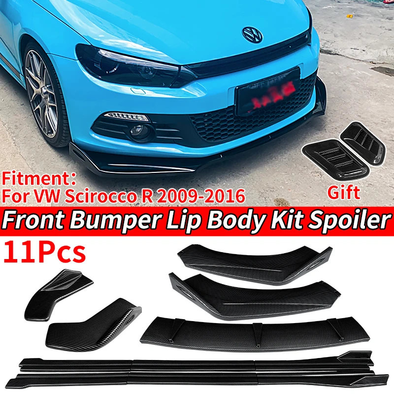 High Quality Car Front Bumper Splitters Lip Body Kit Spoiler Side Skirts Extensions Rear Wrap Angle For VW Scirocco R 2009-2016