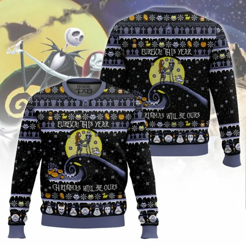 

Nightmare Before Christmas Eureka This Year Will Be Ours Ugly Christmas Sweater Fun Holiday Party Pullover Couple Xmas Gift 2026