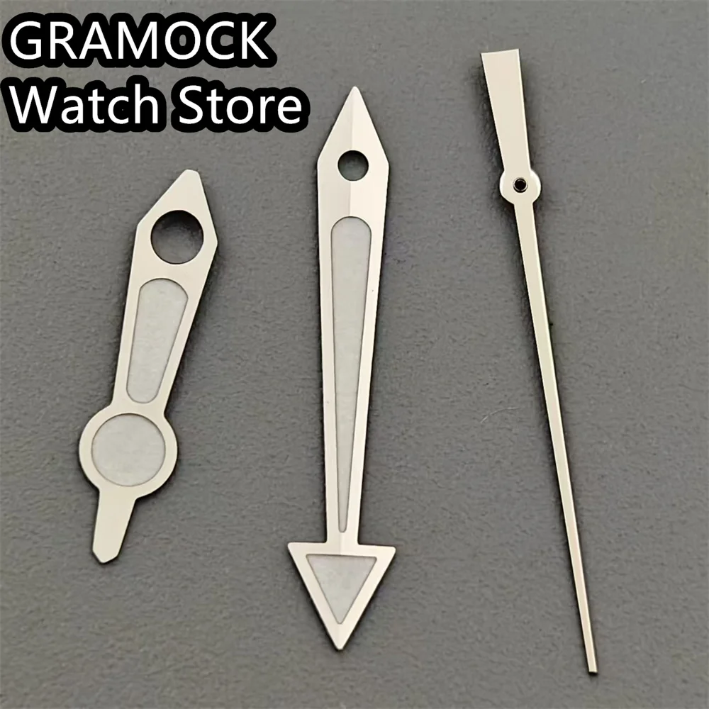 GRAMOCK Watch Hands Silver Black Hands Green Luminous Fit NH35 NH36 Movement