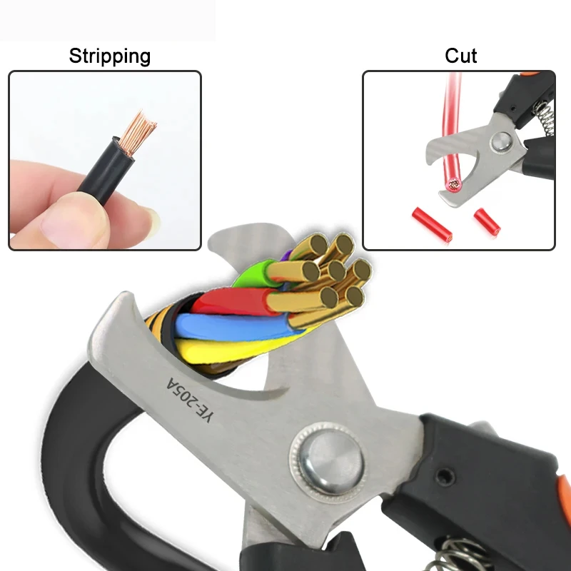 BIESUO 205A Cable Cutter Stripper Pliers Industrial Level Cutter Ability 24mm2/38mm2 Diameter 10mm/16mm 5CR13 Steel Tools