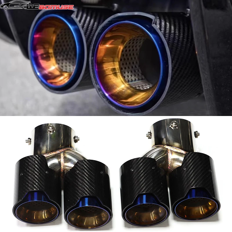 For BMW G20 G21 M340i G42 440i G22 M240i Dual Quad M Performance Carbon Fiber Muffler Exhaust System Nozzle Tailpipe