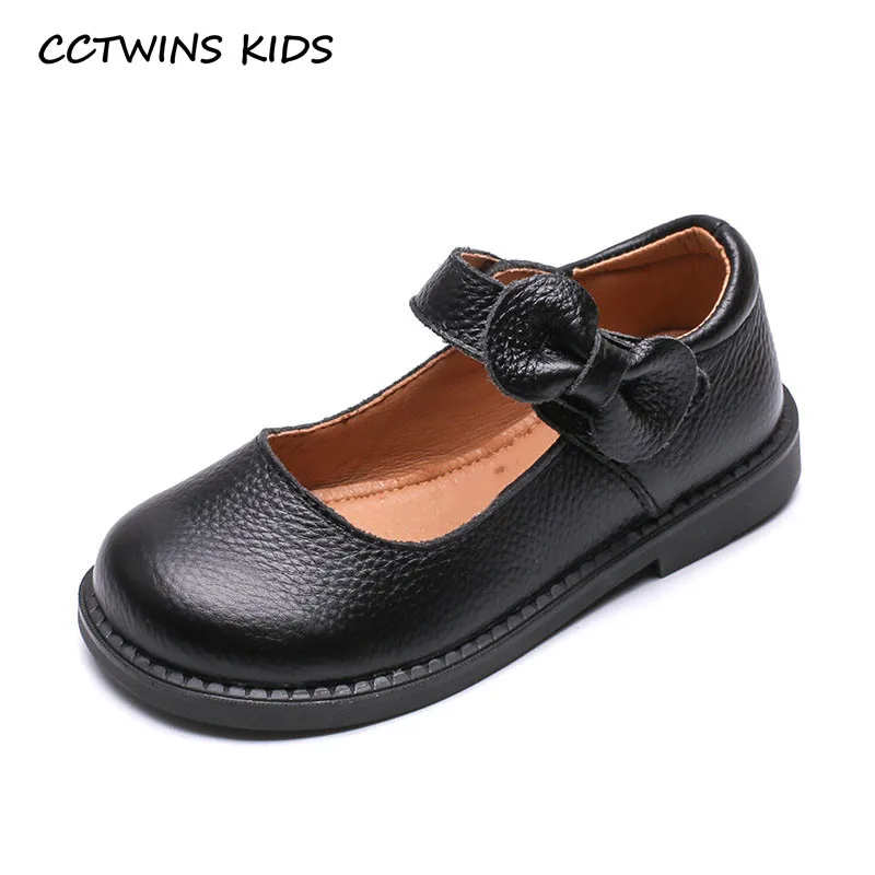 Girls School Shoes 2023 Spring Fashion Mary Jane Dress Dance Princess Kids Flats Ballet Brand Genuine Leather Bowtie Soft Sole