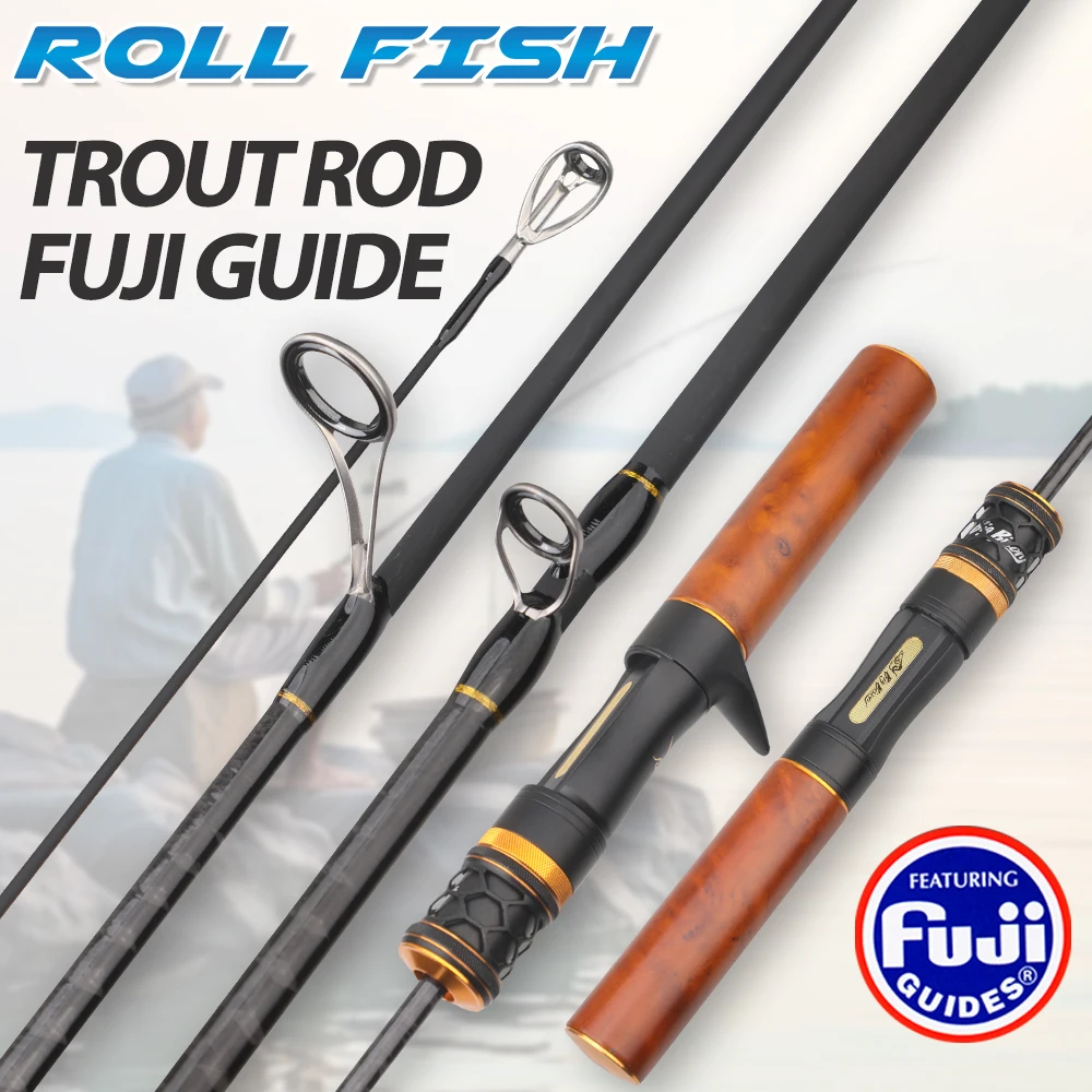 ROLLFISH UL Carbonfaser Forellen-Spinnrute 2-teilig Süßwasser Hohe Empfindlichkeit Schnelle Aktion