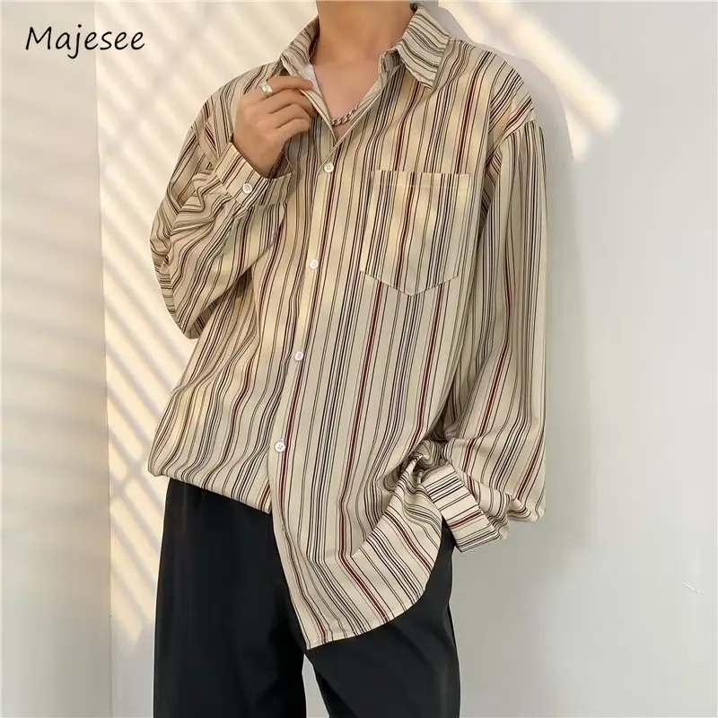 M-3XL Shirts Men Basics Autumn Spring Simple Daily High Street Long Sleeve Clothing All-match Japanese Style Harajuku Tops Males