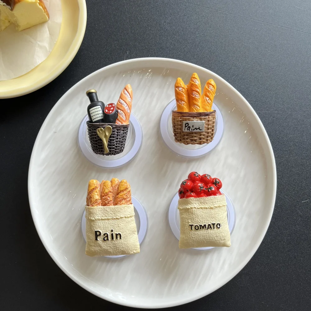 Simulation Lebensmittel Magnete Kreative Harz Brot Tomate Für Magsafe Telefon Magnetische Griptok Ständer Für iPhone Lustige Faltbare Halter