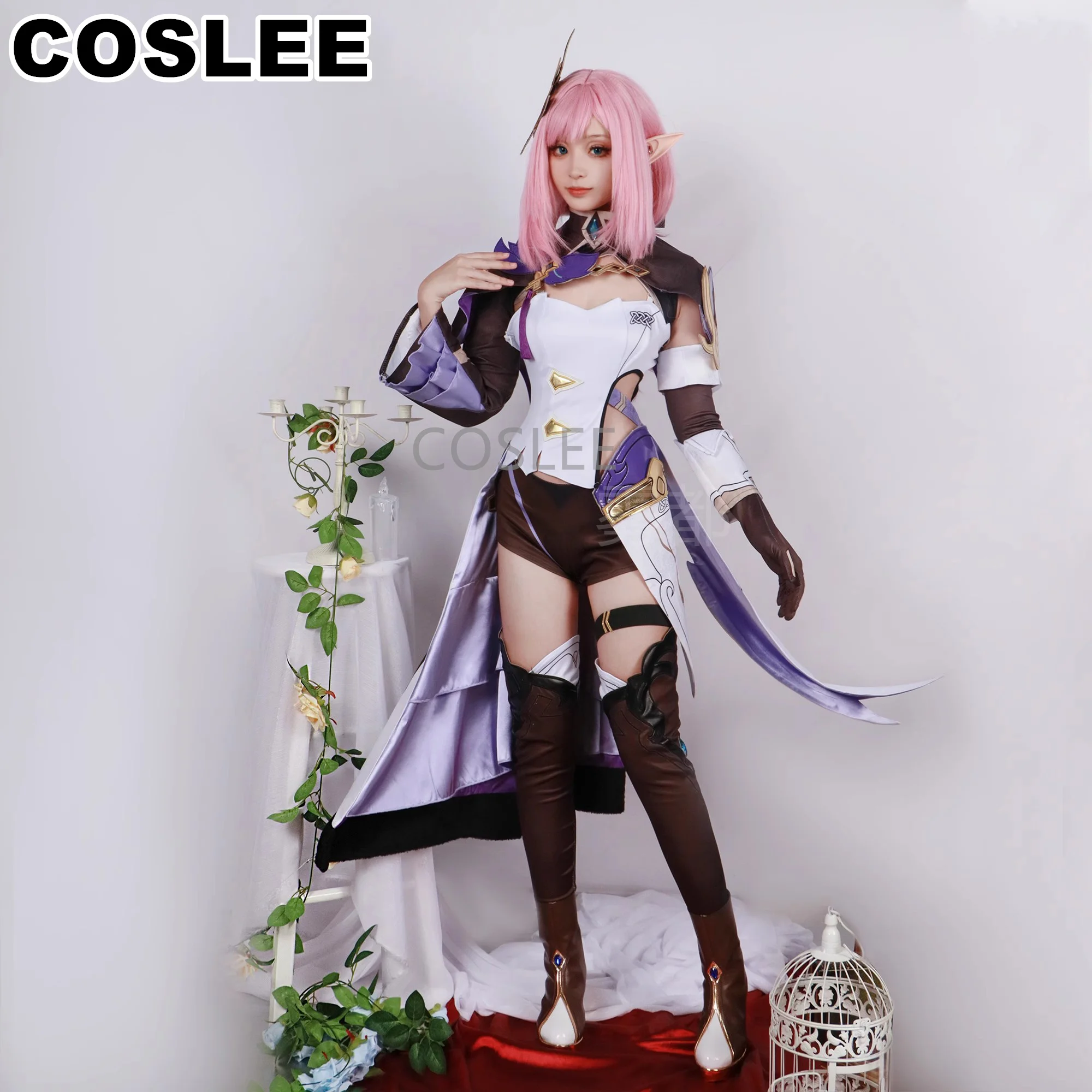 

COSLEE Elysia Cosplay Honkai Impact 3rd Costume Lovely Uniform Dress Game Suit Role Play Halloween Party Outfit Women XS-3XL New