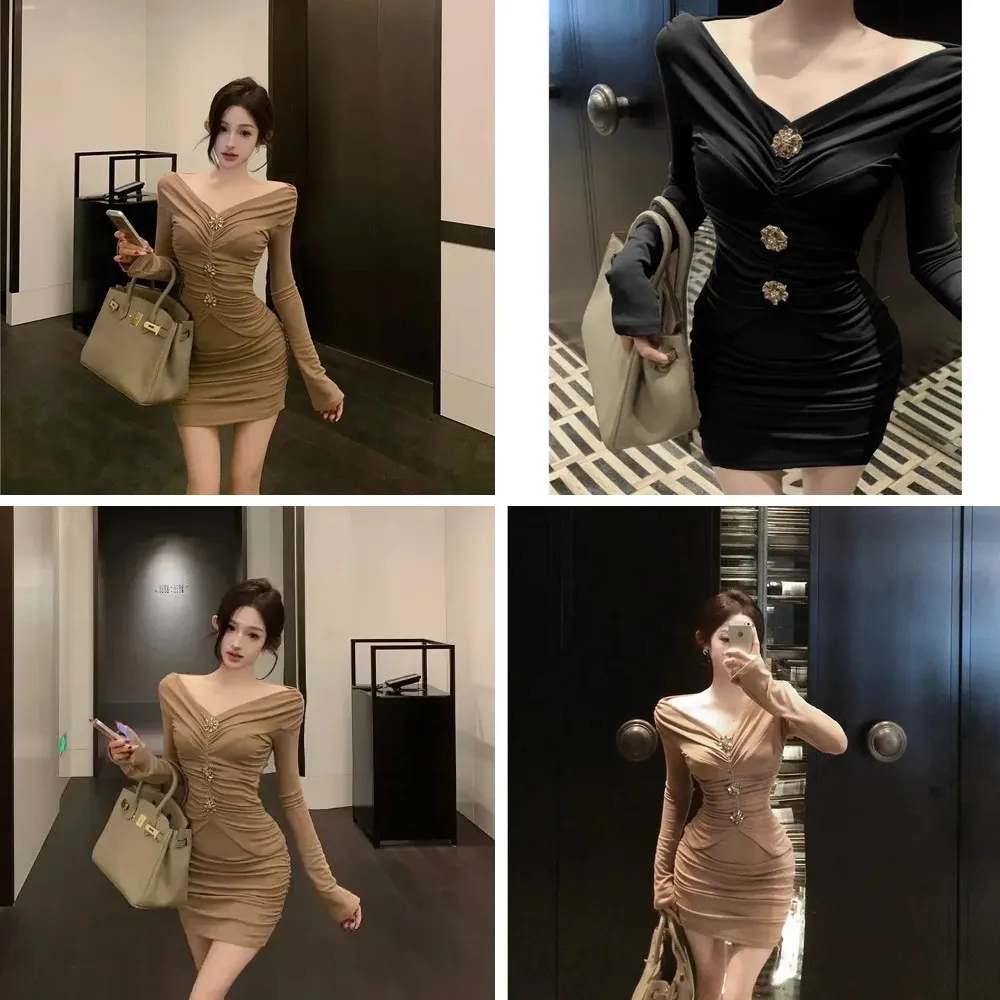 

French Vintage Y2K Bodycon Mini Dress - Elegant Korean Fashion for Evening Party & Casual Chic Outwear