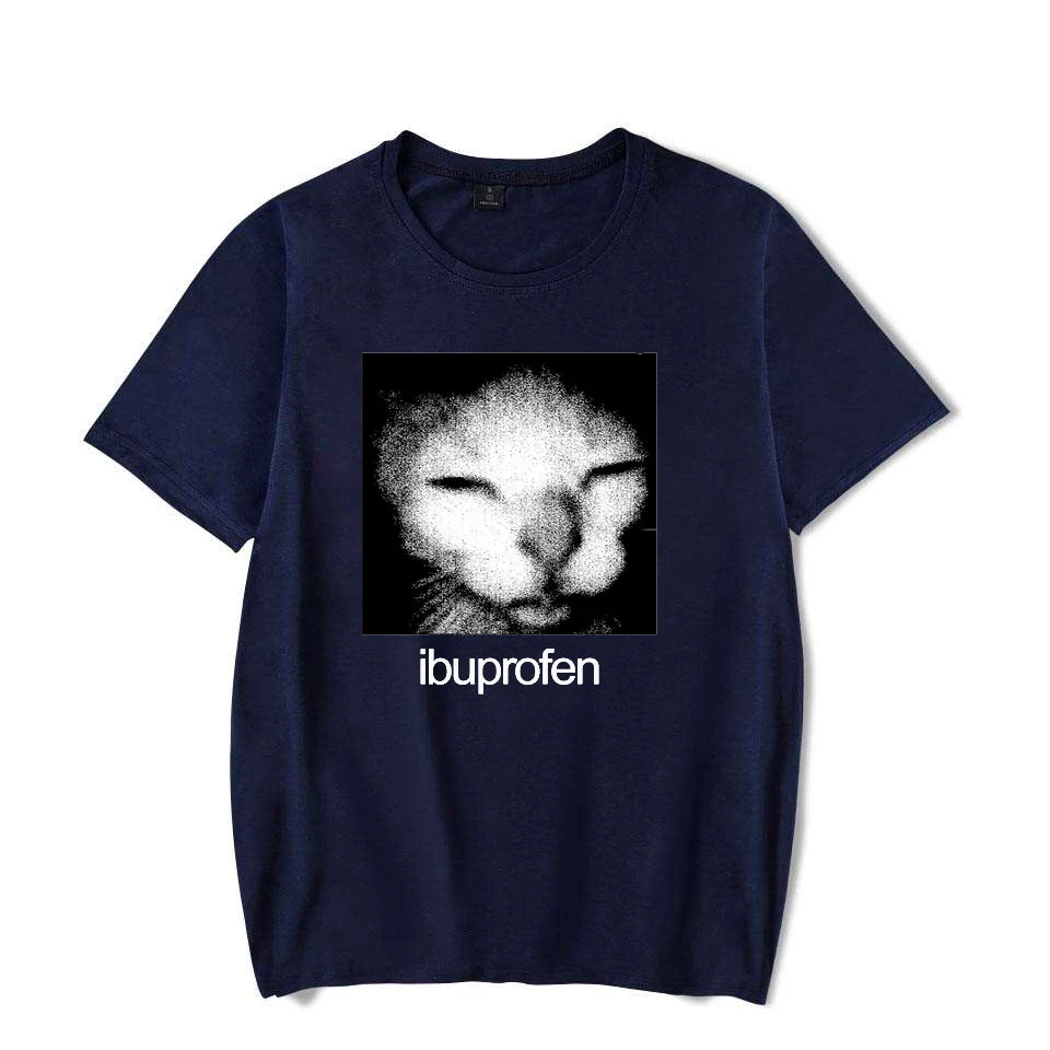 Ibuprofen Cat Meme T-shirt Causal Funny Cat Graphic Men T-shirts Fashion O Neck Mens Womens Clothes Unisex Streetwear T-shirts