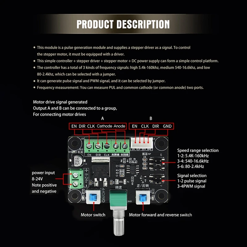 MKS V1.0สเต็ปเปอร์มอเตอร์ขับเคลื่อน8-24V โมดูลกำเนิดสัญญาณพัลส์ PWM เครื่องกำเนิดสัญญาณ