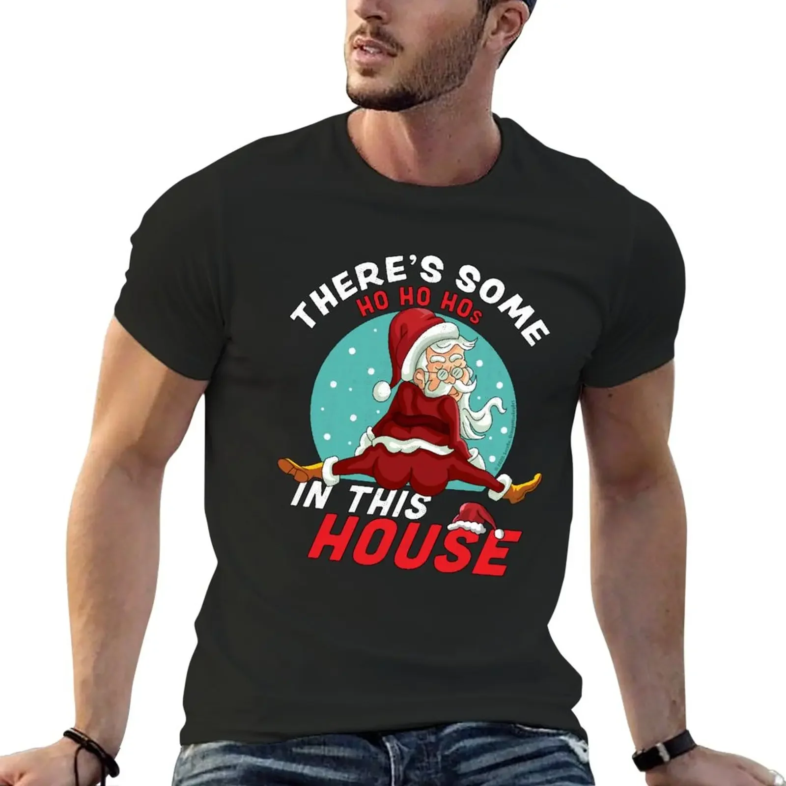 There's Some Ho Ho Hos In this House Christmas Santa Claus T-Shirt aesthetic clothes sports fan t-shirts oversized t shirt men