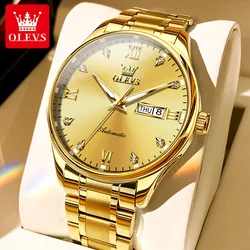 OLEVS Men's Automatic Mechanical Watch Calendar Week Luminous Waterproof Wristwatch Stainless steel Wrist watch for Men Original