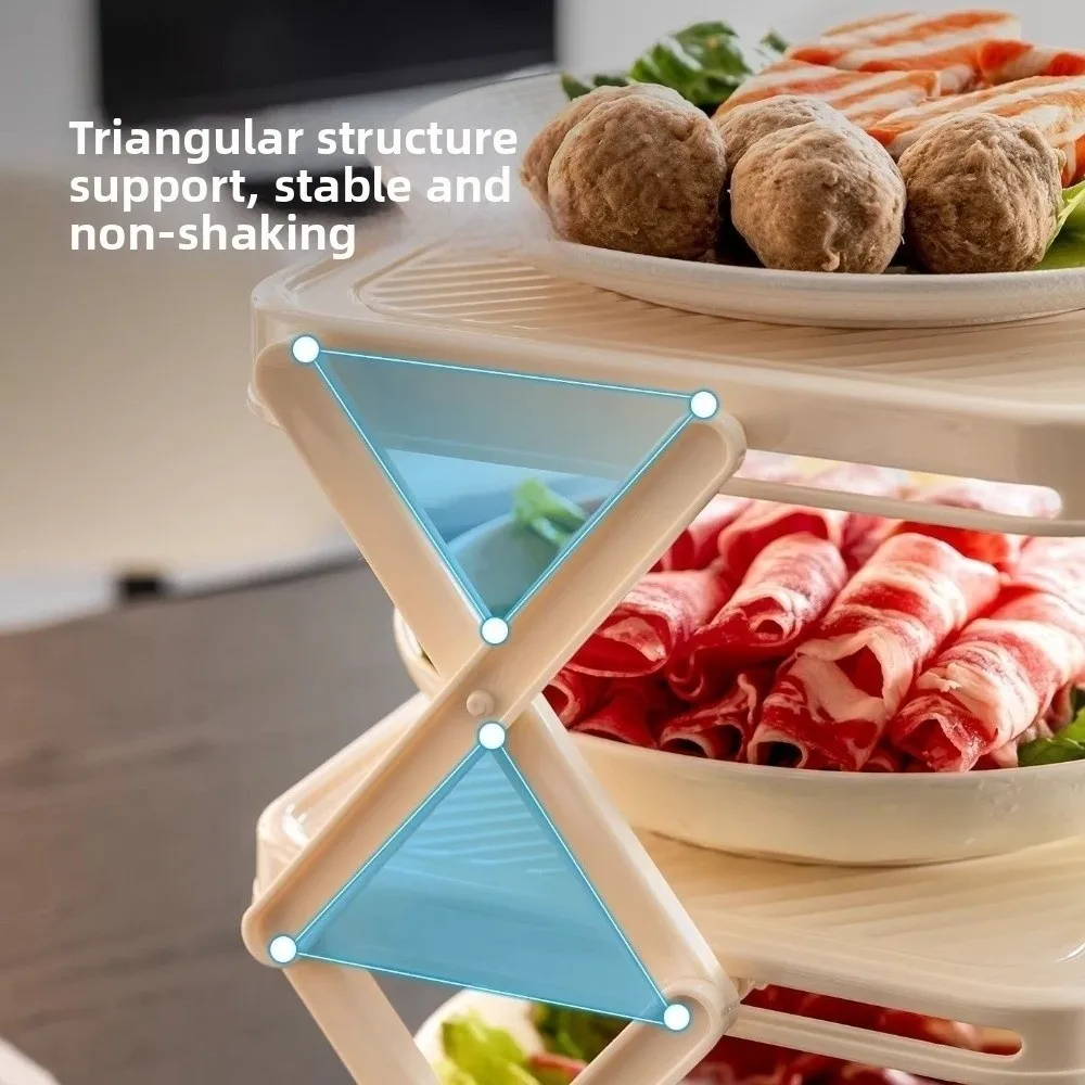 3/4-Tier Prepare Dish Storage Rack Large Capacity Space-Saving Folding Prep Tray Plastic Collapsible Dish Storage Rack