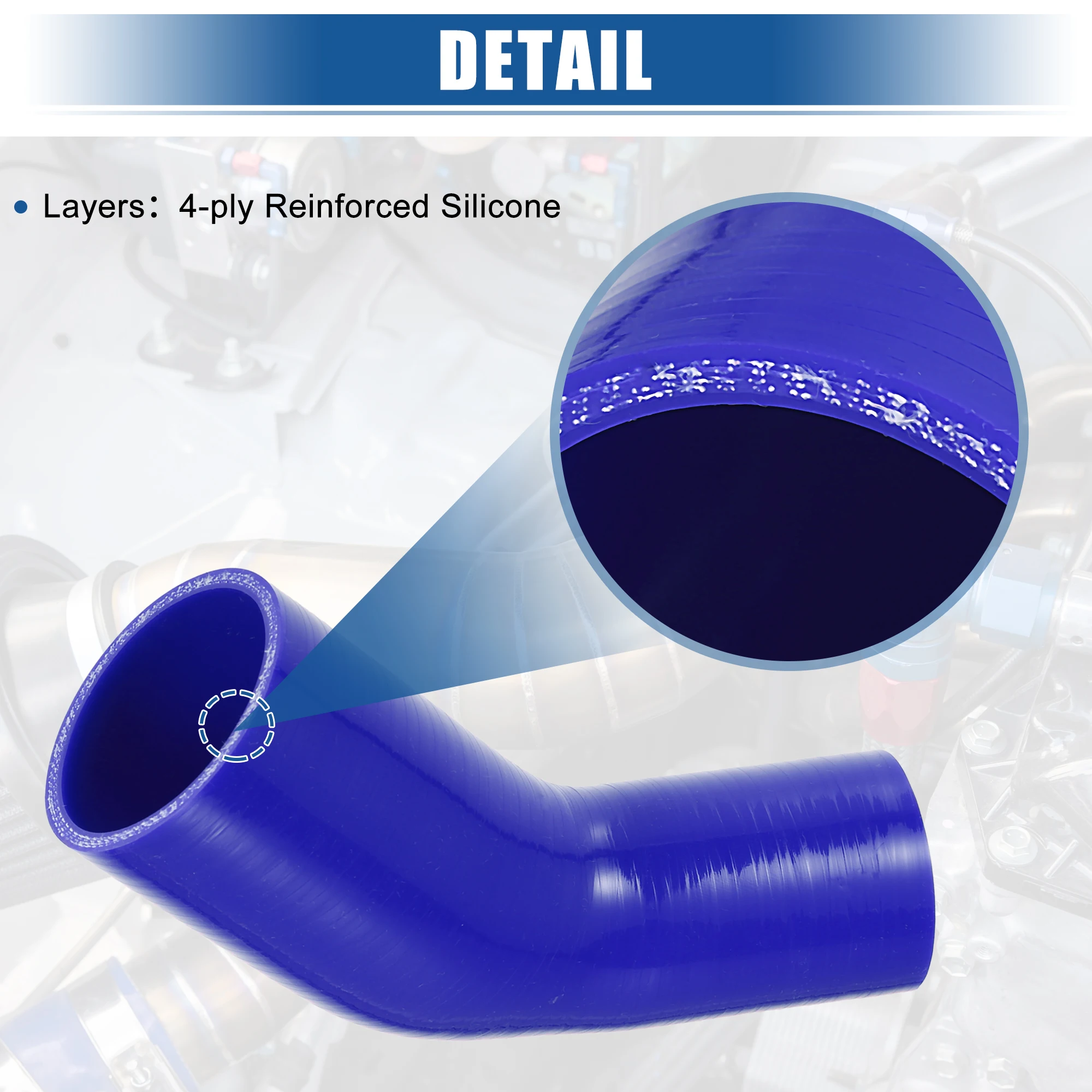X AUTOHAUX Tuyau Silicone Réducteur 70mm 45° Bleu - Coupleur Intercooler Voiture