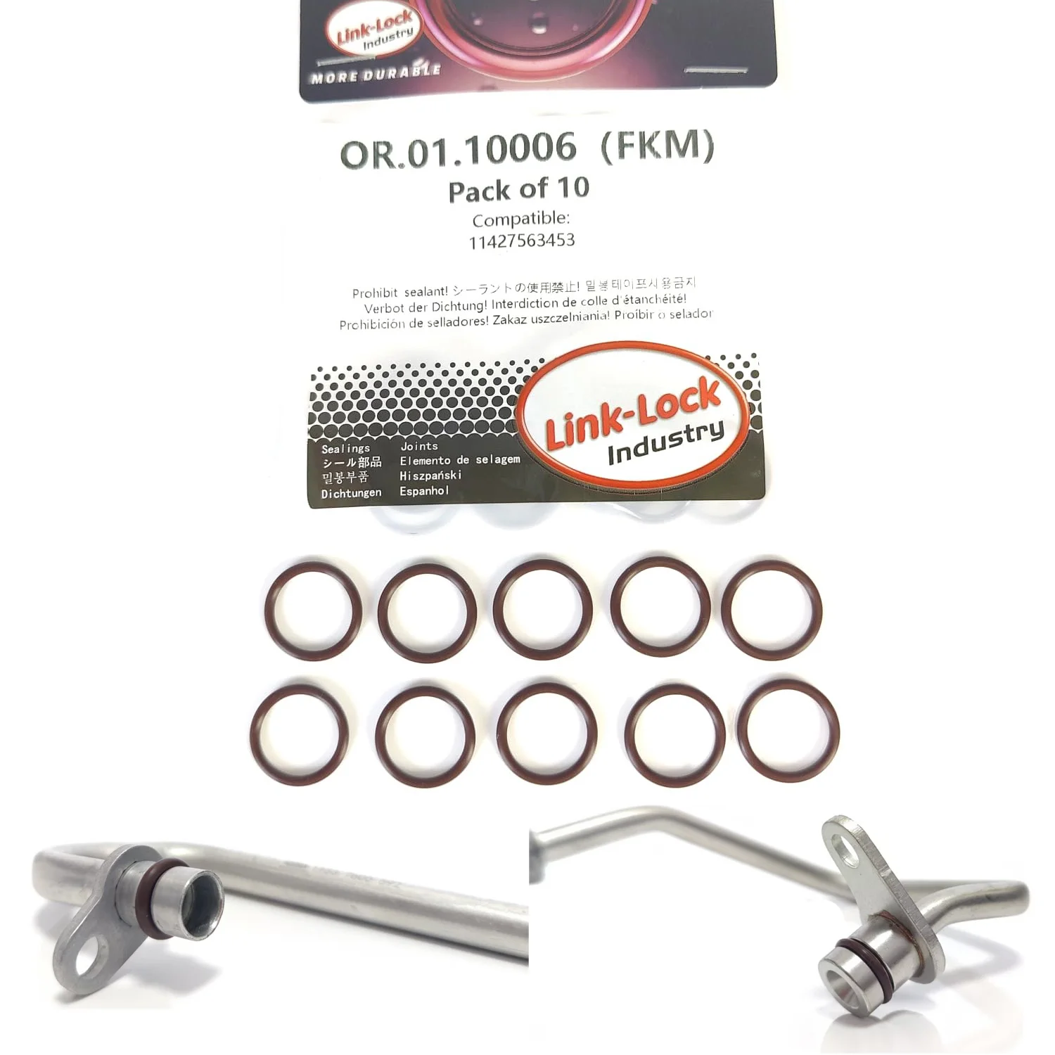 10PCS FKM Viton OR.01.10006 Turbocharging Pipeline O-Ring 11427563453 for BMW N54