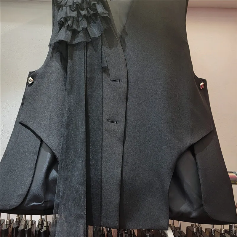 HKSH Frühling Sommer Neue Frauen Flut Stilvolle Koreanische High Street Elegante V-ausschnitt Blazer Weste Dreidimensionale Floral Tank Top HK6257