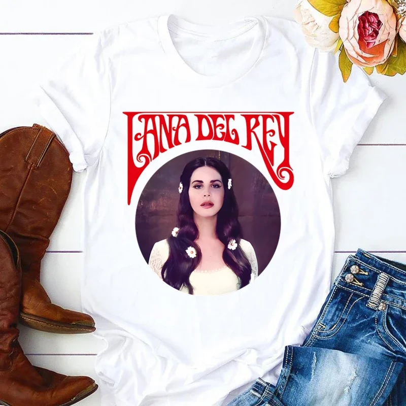 لانا ديل ري المغني للجنسين خمر الرجال قصيرة الأكمام تي شيرت هدية المرأة الأعلى المحملة البلوز